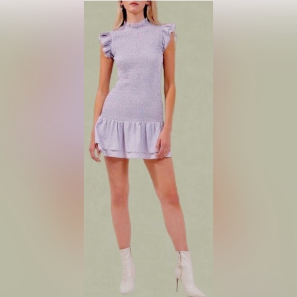 French Connection Elao Verona Crepe Mini Dress in Forget Me Not Combo - Picture 4 of 10